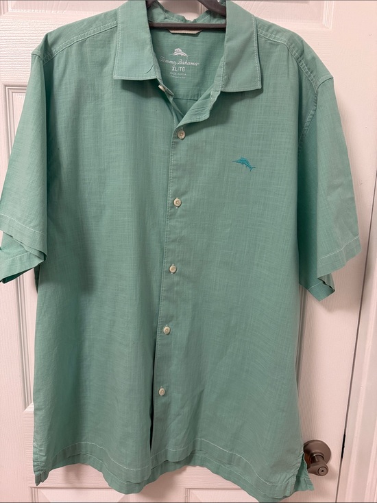 Tommy Bahama Other - Tommy Bahama Aqua/Green Short-Sleeve Button-Down Shirt 100% Cotton - size XL